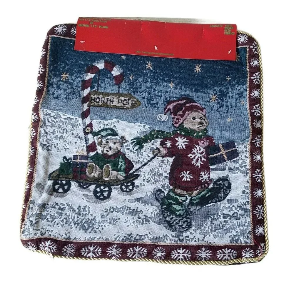 Christmas Tapestry #24 Pillow Cover with Zipper for a 17.5 Pillow Lot of 2